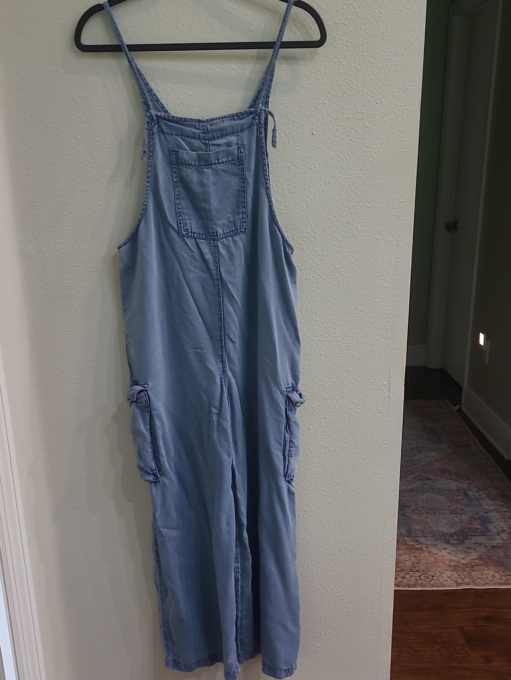 Green Coast Light Blue Women's Denim Overalls Jumpsuit Light Weiggt Wide Leg Lar